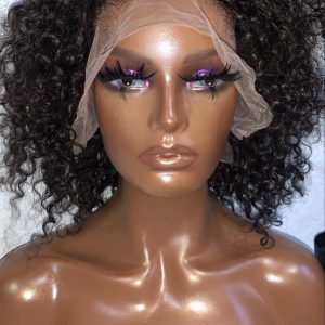 Curly front lace wig
